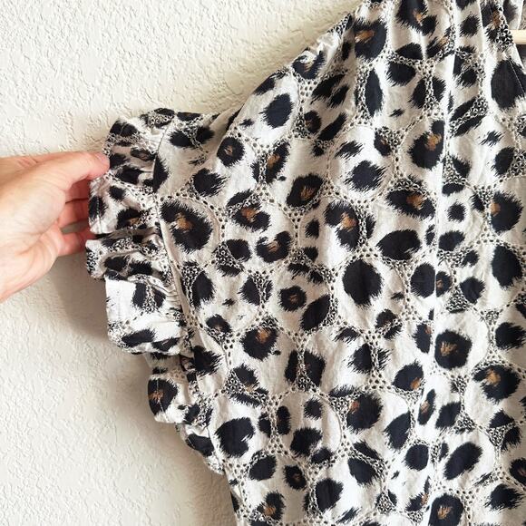 Kate Landry Midi Shift Dress Large Leopard Print Embroidered Coverup MuMu Beach - Picture 4 of 9